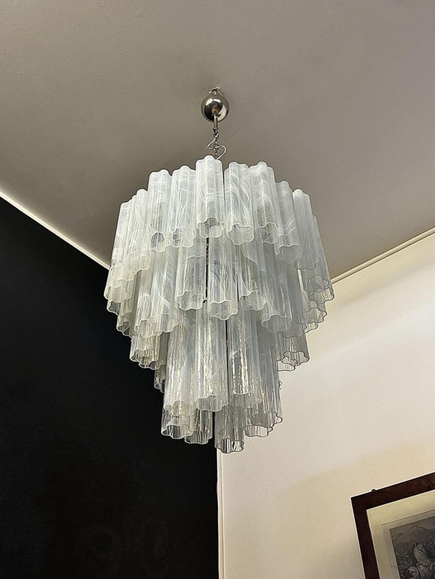 Murano Glass Chandelier – 48 Tubes – Alabaster White
