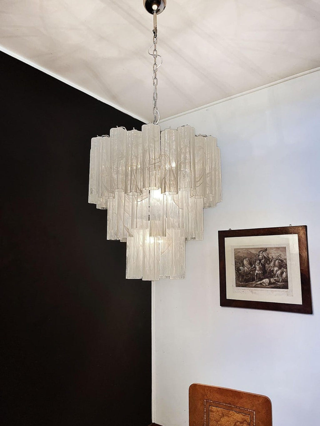 Murano Glass Chandelier – 48 Tubes – Alabaster White