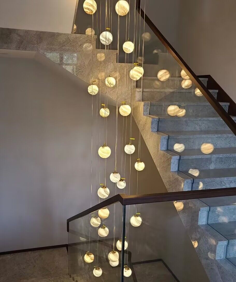 Nordic Planet Multi-Light Globe Staircase Chandelier