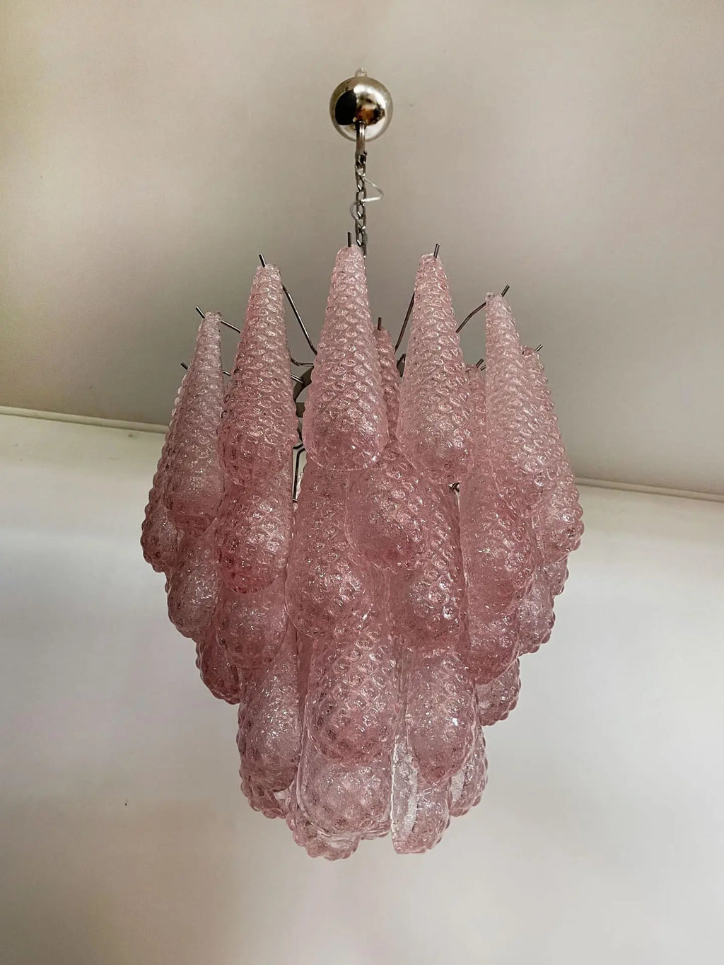 Murano Chandelier – Drop – 41 Glasses – Pink