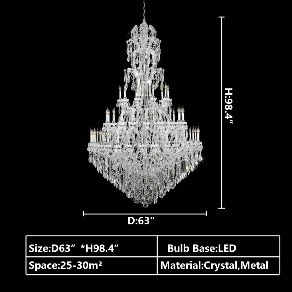 Oversized Luxury Traditional Gold / chrome Candle Branch Crystal Chandelier for 2-Story / duplex Buildings
