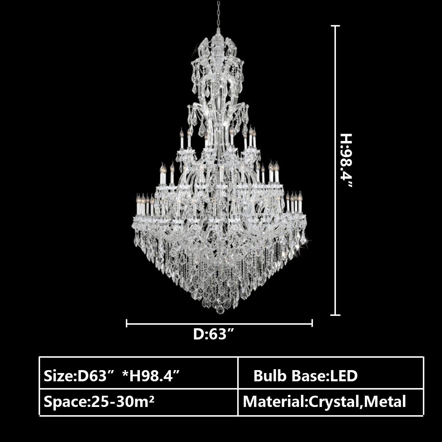 Oversized Luxury Traditional Gold / chrome Candle Branch Crystal Chandelier for 2-Story / duplex Buildings