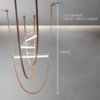 Designer U-Shaped LED Chandelier with Glass Tube, Leather Cable & Satin Stainless Steel Finish