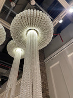 Designer Jellyfish Glass Crystal Pendant Chandelier with Metal Finish for Dining Room Entryway Bedroom
