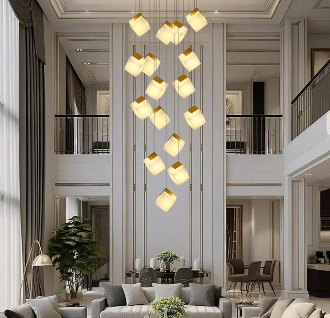 Alabaster Cubic Chandlier 5" / 32-Light