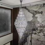 Chrome Extra Large Crystal Chandelier for Foyer Staircase Living Room Entrance Ceiling Light in Silver