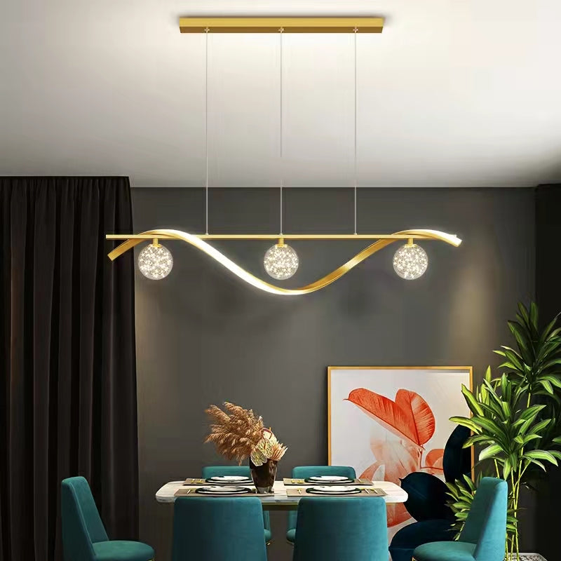 Modern Glass and Metal Rectangular Chandelier with Clear Finish