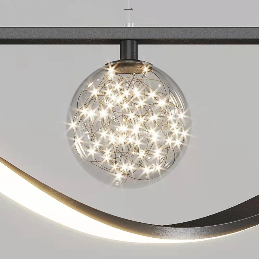 Modern Glass and Metal Rectangular Chandelier with Clear Finish