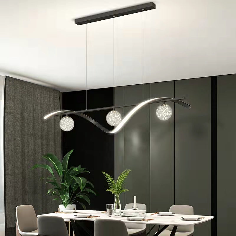 Modern Glass and Metal Rectangular Chandelier with Clear Finish