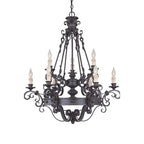 Vintage Iron Simple Candle Art Chandelier for Living Room / Villa / Stairs