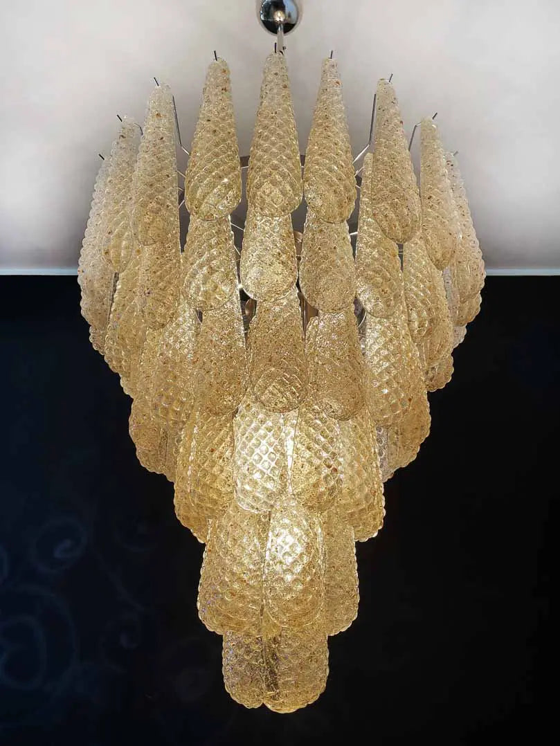 Murano Chandelier – Drop – 75 Glasses – Amber