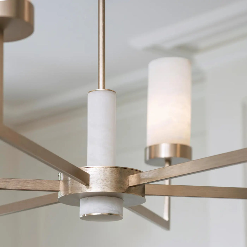 Contemporary Alabaster 6-Arm Compass Chandelier