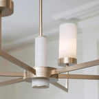 Contemporary Alabaster 6-Arm Compass Chandelier