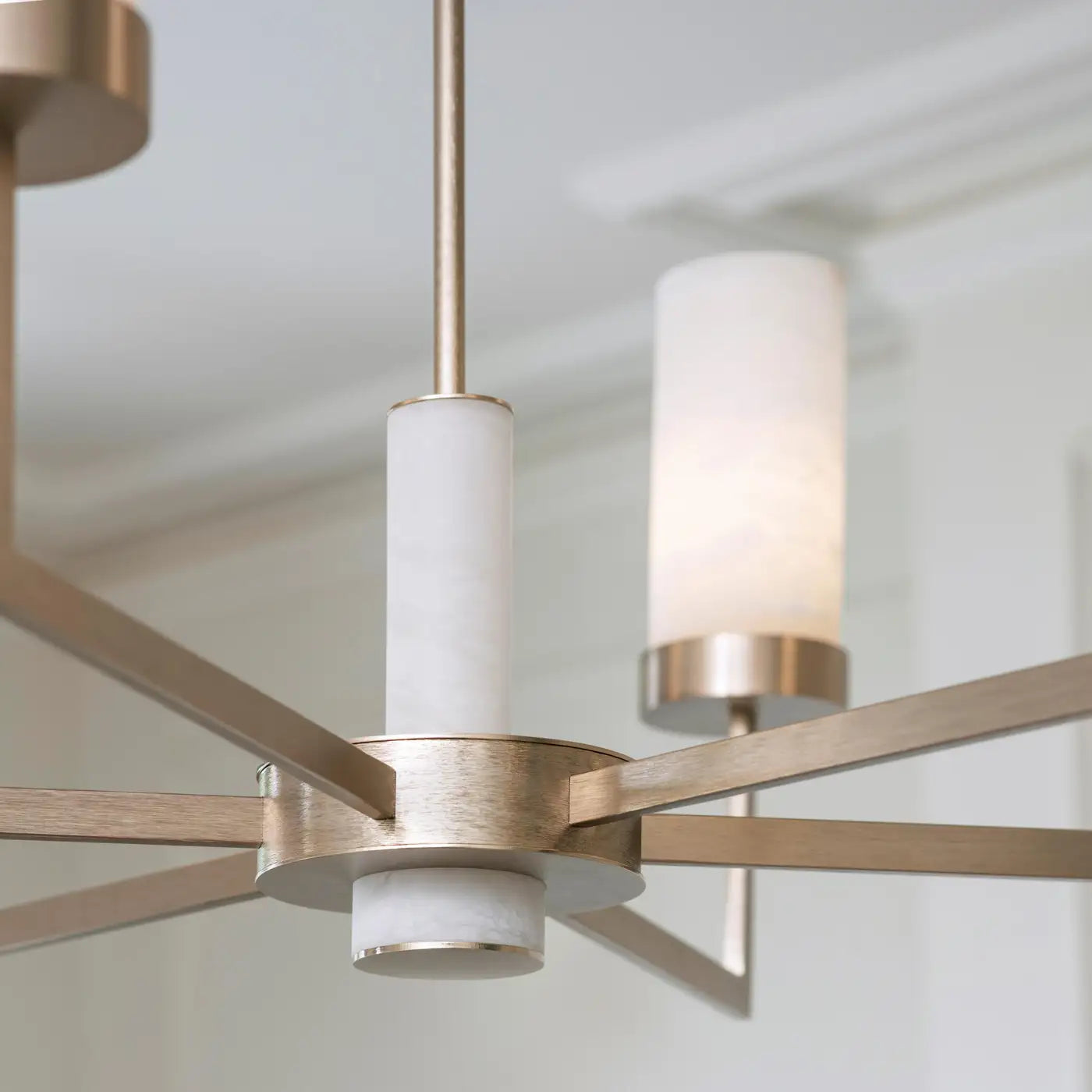 Contemporary Alabaster 6-Arm Compass Chandelier