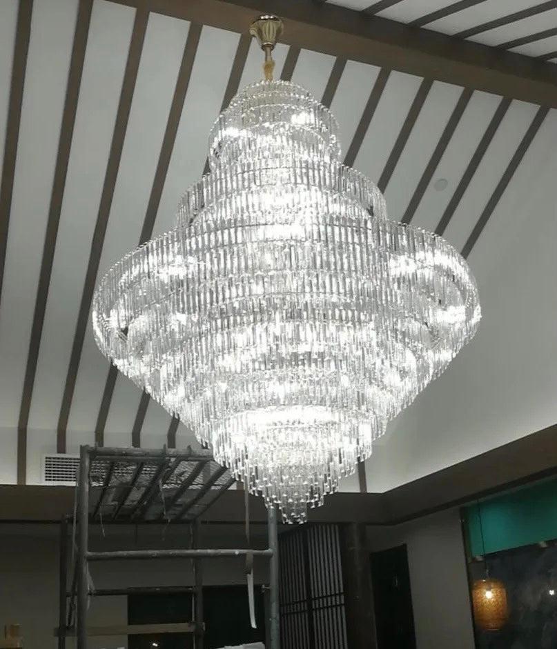 Luxury Multi-Tiered Extra Large Crystal Chandelier for Staircase / foyer / entryway