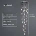 Modern Mango Shape Light Crystal Air Bubbles Pendant Chandelier for Stairs / living Room / high-Ceiling Room