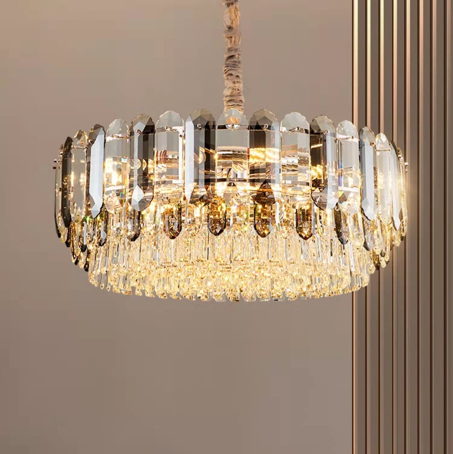 Luxury Smoke Gray K9 Crystal Chandeliers for Dining Room / living Room