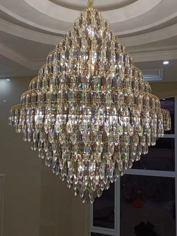 Extra Large Foyer Decorative Crystal Lighting Living Room Crystal Chandelier for Entryway Staircase