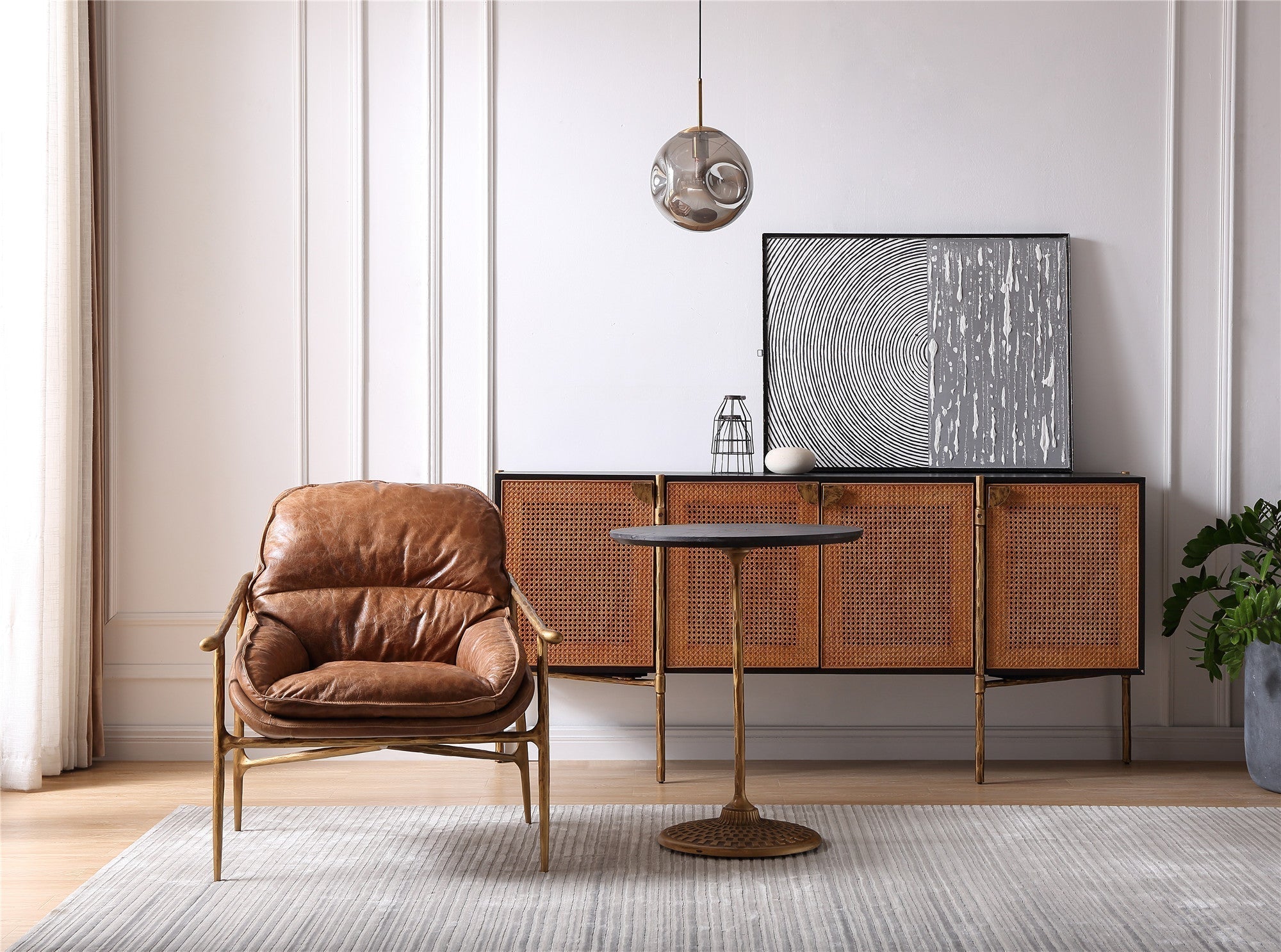 Vintage Forged Brown Leather Accent Chairs