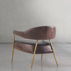 Vintage Forged Brown Leather Lounge Armchair