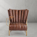 Vintage Forged Leather Armchair Cigar Chair