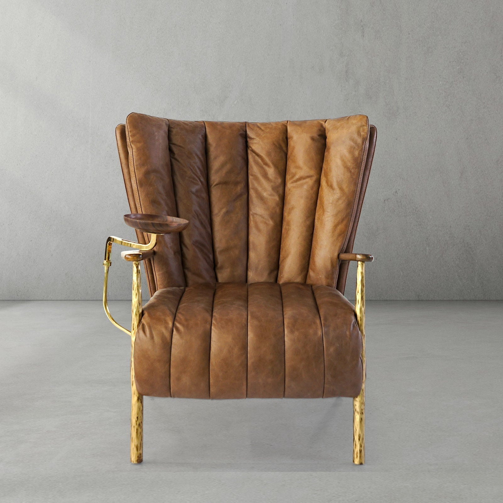 Vintage Forged Leather Armchair Cigar Chair