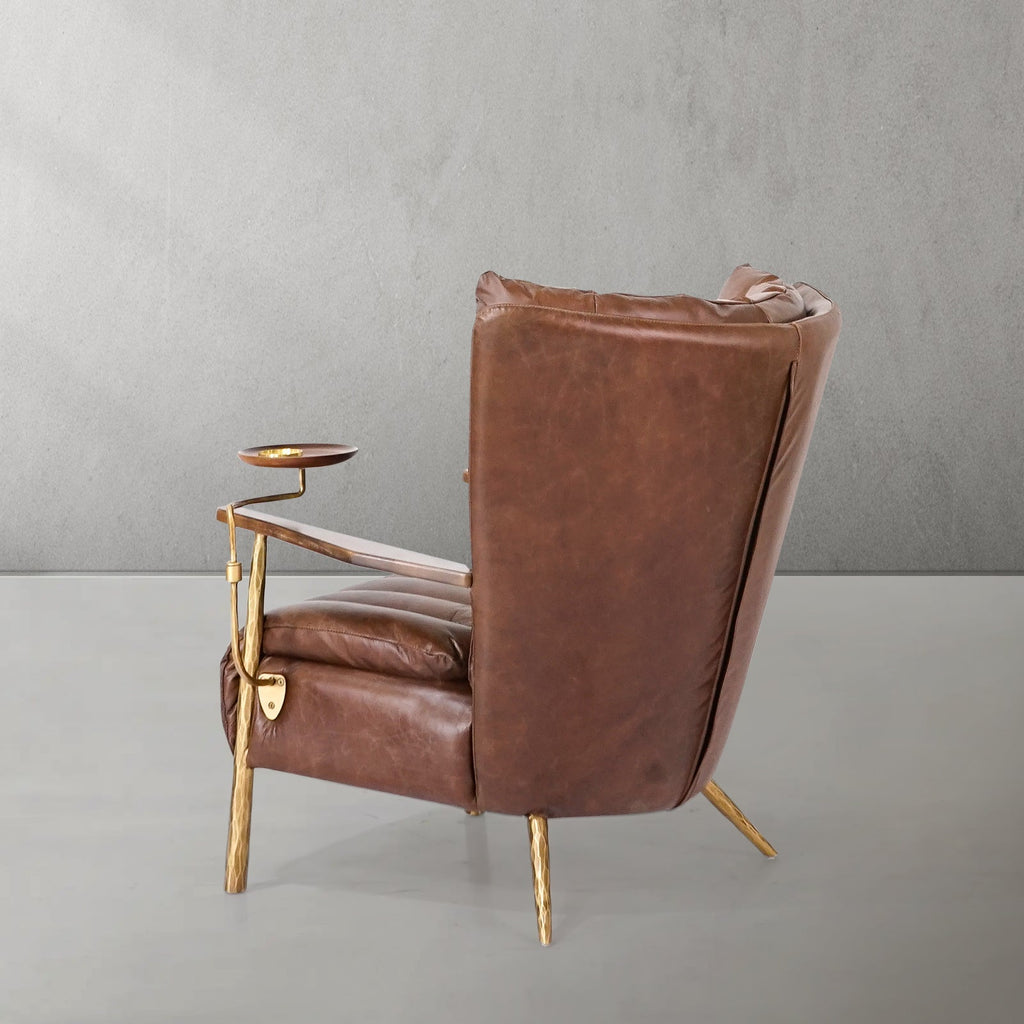 Vintage Forged Leather Armchair Cigar Chair