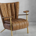 Vintage Forged Leather Armchair Cigar Chair