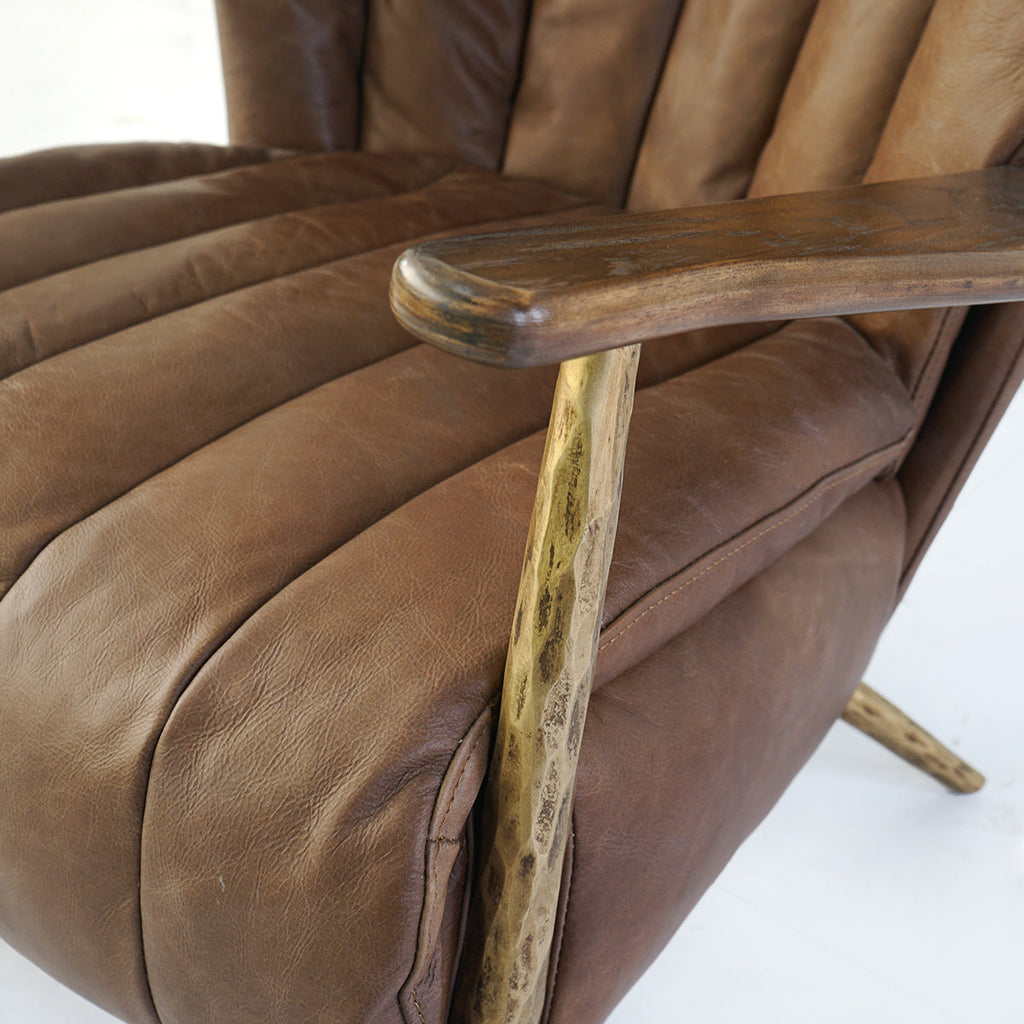 Vintage Forged Leather Armchair Cigar Chair