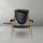 Vintage Forged Enamel Wooden Plate Leather Armchair