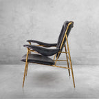 Vintage Forged Enamel Wooden Plate Leather Armchair