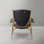 Vintage Forged Enamel Wooden Plate Leather Armchair