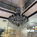 Extra Large Tiered Crystal Candle Chandelier with Black Metal Finish for Living Room Foyer Staircase Hotel