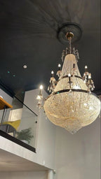 Oversized Luxury Double-Layers Golden French Style Crystal Chandelier for Living / dinning Room / foyer /