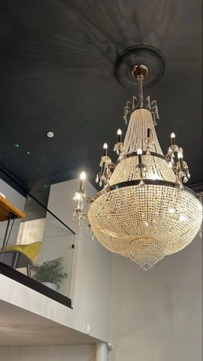 Oversized Luxury Double-Layers Golden French Style Crystal Chandelier for Living / dinning Room / foyer /