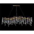Teardrop Crystal Chandelier with Brass Branch 84-InchW
