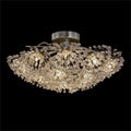 Hanasaku Flower Sixteen-Light Flush Mount in Antique Silver Leaf with Hand-Cut Crystal
