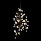 Churippu Branch Magnolia & Tulip Glass Bronze Vertical Twenty-One Light Chandelier