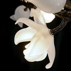 Churippu Branch Magnolia & Tulip Glass Bronze Vertical Twenty-One Light Chandelier