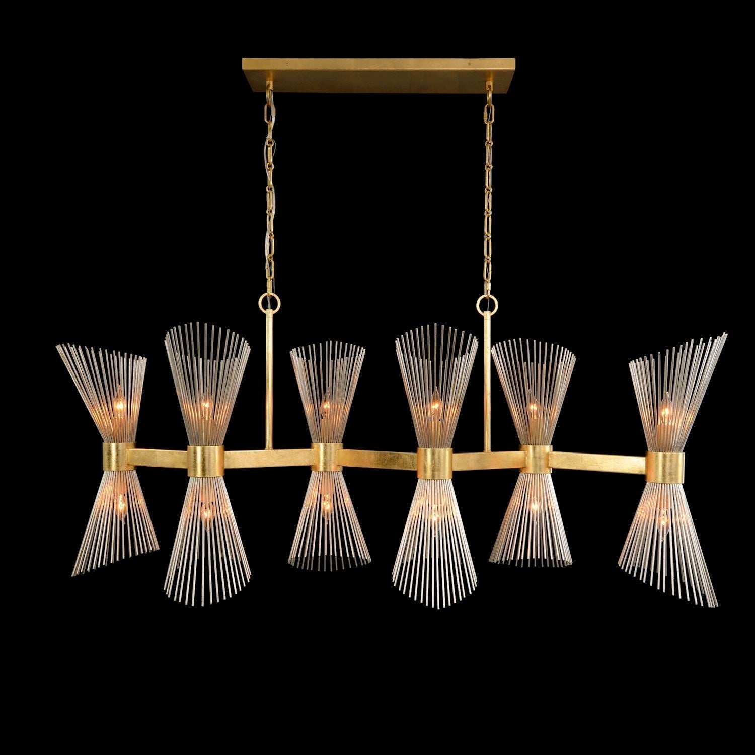 Bonheur Glass Crystal Twelve-Light Horizontal Chandelier