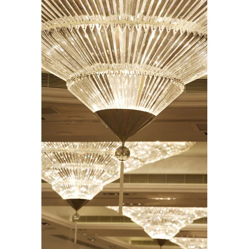 Modern Luxury Exquisite Flush Mount Crystal Chandelier for Low-Ceiling Space