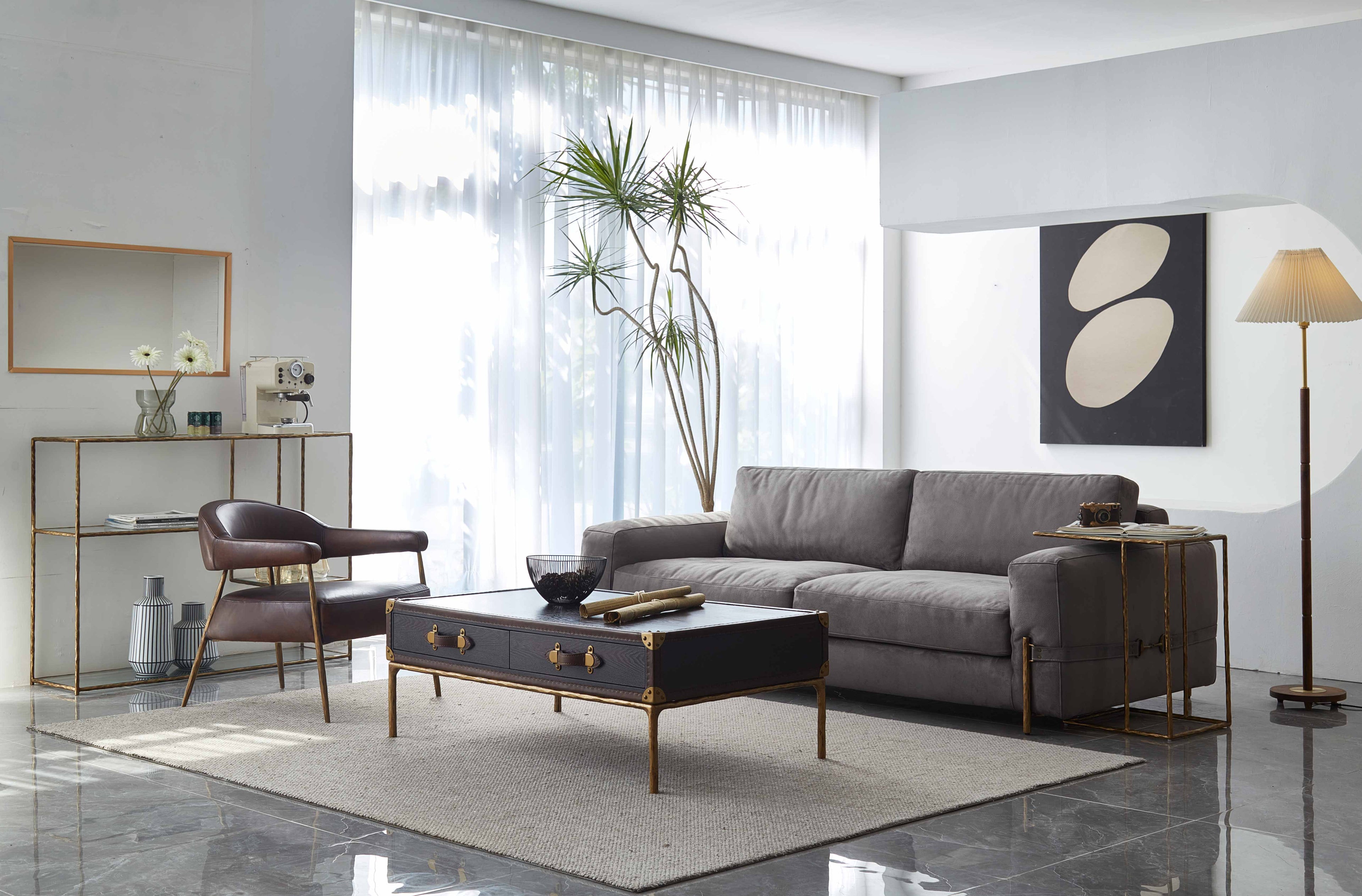 Vintage Forgedvintage Leather Square Coffee Table