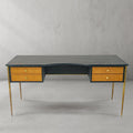 Vintage Forged Retro Brass Iron Frame Rattan Desk