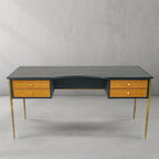 Vintage Forged Retro Brass Iron Frame Rattan Desk