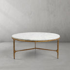Vintage Forged Marble Round Coffee Table