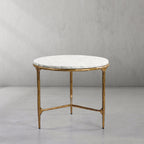 Vintage Forged Marble Round Side Table