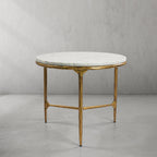 Vintage Forged Marble Round Side Table