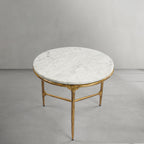 Vintage Forged Marble Round Side Table