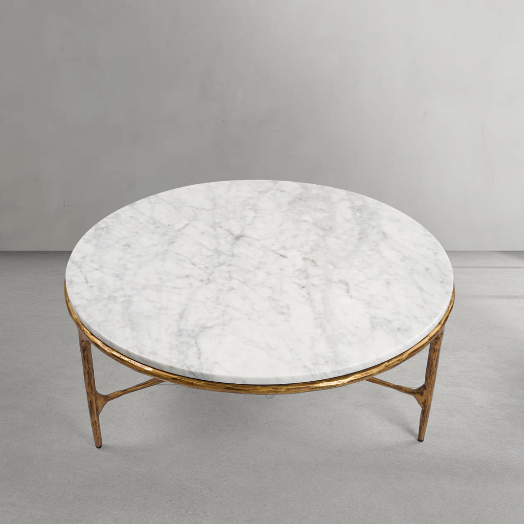 Vintage Forged Marble Round Coffee Table