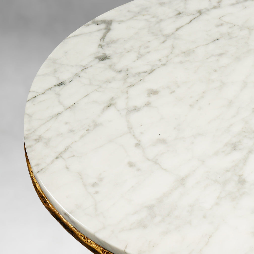 Vintage Forged Marble Round Side Table